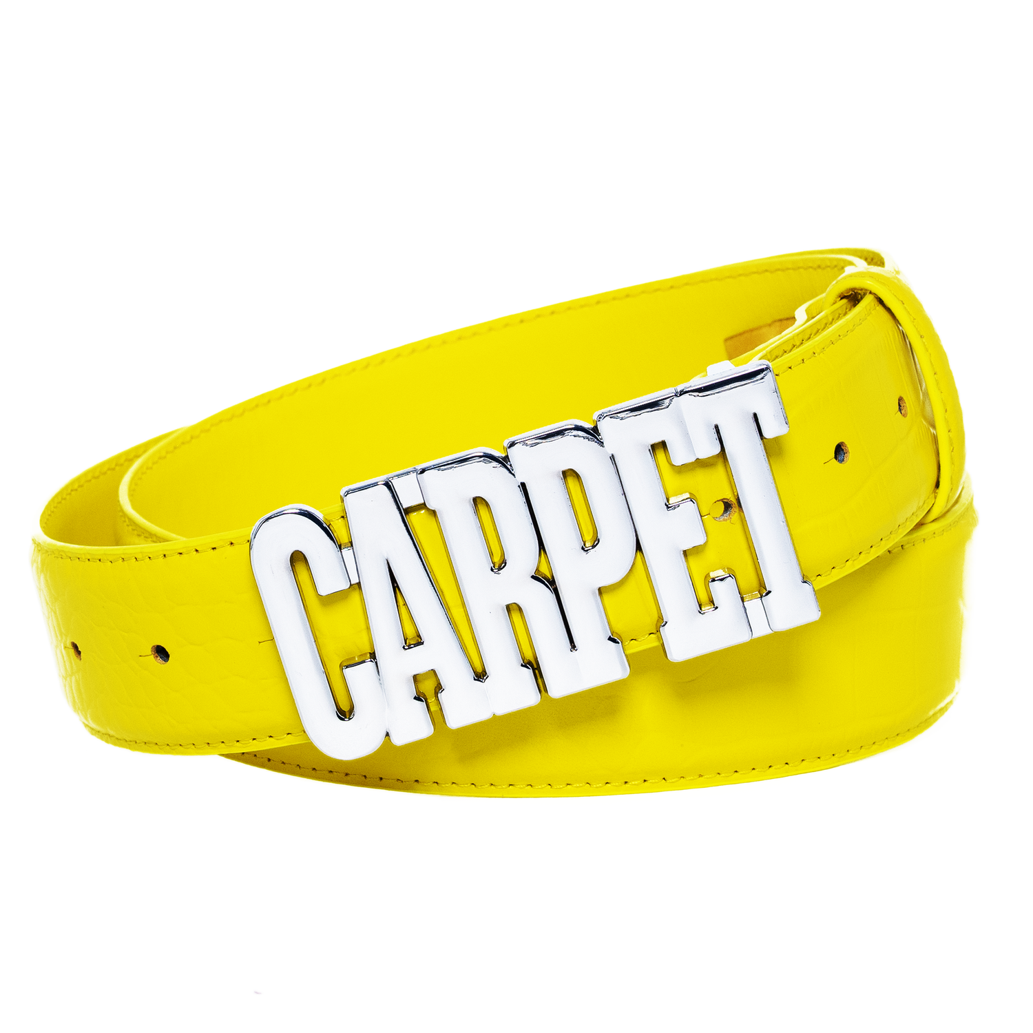 Crocskin Leather Belt - Yellow — Carpet Company